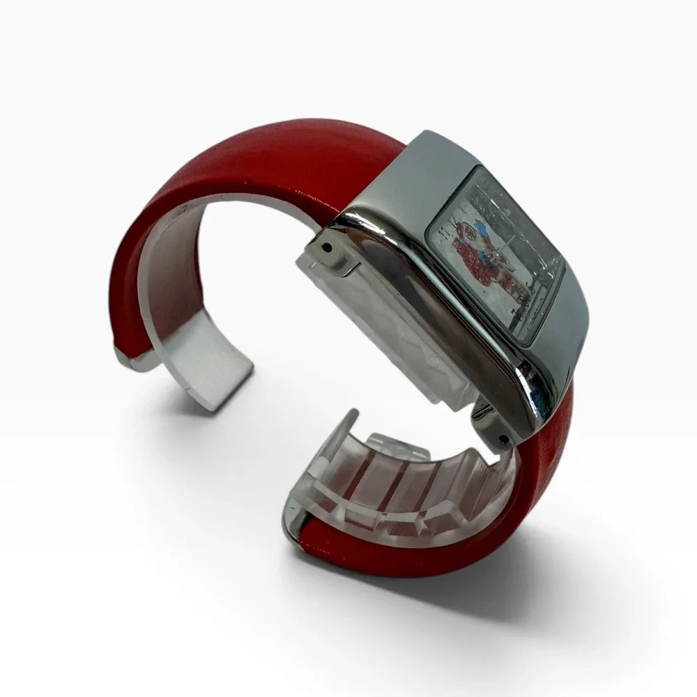Cuff Watch Womens OS Red Holographic Glitter Dial 28833 114 Santa Christmas